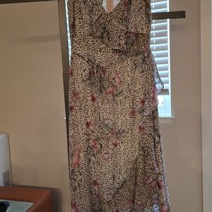 White House Black Market Asymmetrical Floral Dress - Pink and Black